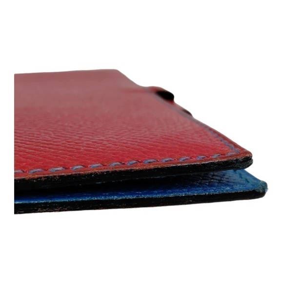 Hermes Red Epsom Leather Agenda Notebook Cover Red Blue - Picture 7 of 11